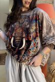 Lomi Mandala Stretch Velour Sweatshirt Stone